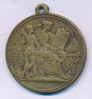1896. "Milleniumi emlék / I. Ferencz József" kétoldalas bronz emlékérem füllel (30mm) T:VF...