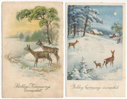 11 db RÉGI karácsonyi üdvözlő képeslap vegyes minőségben / 11 pre-1945 Christmas greeting motive postcards in mixed quality