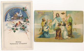 11 db RÉGI karácsonyi üdvözlő képeslap vegyes minőségben / 11 pre-1945 Christmas greeting motive pos...