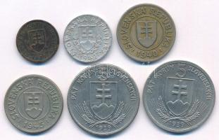 Szlovákia 1939. 10h sárgaréz + 5K Ni "Andrej Hlinka" (2db) + 1940-1945. 1K Cu-Ni (2xklf) +...