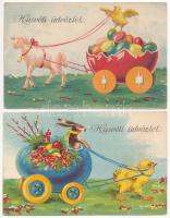 8 db RÉGI húsvéti üdvözlő képeslap vegyes minőségben / 8 pre-1945 Easter greeting motive postcards in mixed quality