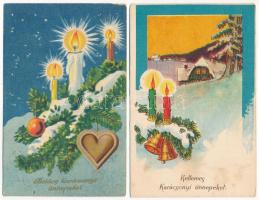 7 db RÉGI karácsonyi üdvözlő képeslap vegyes minőségben / 7 pre-1945 Christmas greeting motive postcards in mixed quality