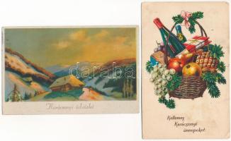 7 db RÉGI karácsonyi üdvözlő képeslap vegyes minőségben / 7 pre-1945 Christmas greeting motive postc...