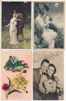 8 db RÉGI romantikus zsáner képeslap: szerelmes párok / 8 pre-1945 romantic postcards: couples in love