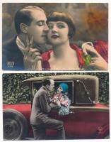 5 db RÉGI romantikus zsáner képeslap: szerelmes párok / 5 pre-1945 romantic postcards: couples in lo...