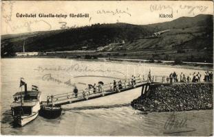 1907 Visegrád, Gizella-telep fürdő, kikötő, IZABELLA gőzhajó (EK)