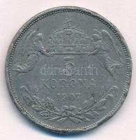 1907KB 5K "Ferenc József" korabeli ólom hamisítvány (18g) T:F Hungary 1907KB 5 Korona &quo...
