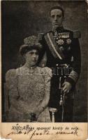 1908 XIII. Alfonz spanyol király és neje / Alfonso XIII, King of Spain and Victoria Eugenie of Battenberg, Queen of Spain (szakadás / tear)