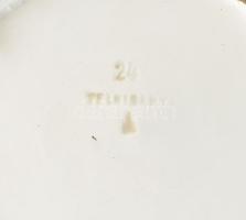 cca 1900 "Emlék" felirattal és virággal díszített Telkibánya kerámia falitányér, kézzel fe...