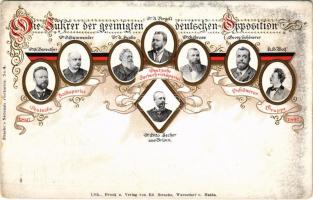 1897 Die Führer der geeinigten deutschen Opposition: Deutsche Volkspartei, Deutsche Sportschrittspartei, Schönerer Gruppe. Art Nouveau, litho (EK)