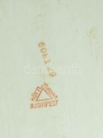 Hüttl Tivadar porcelán süteményes készlet, matricás jelzett, kopásokkal. Tálca 48x16 cm