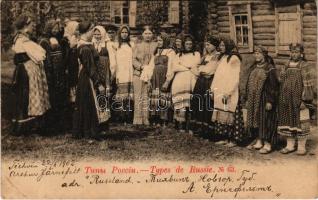 1902 Types de Russie No. 63. / Orosz népviselet / Russian folklore (ázott / wet damage)