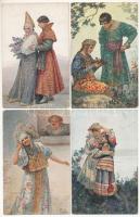 4 db régi orosz művész képeslap S. Solomko aláírással / 4 pre-1945 Russian art postcards signed by S. Solomko