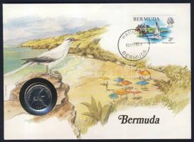 Bermuda 1985. 25c érmés, bélyeges borítékon T:1 Ismertetővel!