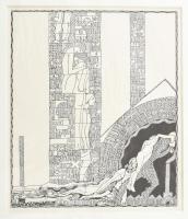 Kozma Lajos (1884-1948): Áldozat. Cinkográfia, papír, jelzett, paszpartuban, 19,5×16,5 cm