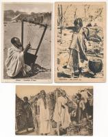 Eritrea - 3 db régi afrikai folklór képeslap / Eritrea - 3 pre-1945 African folklore postcards