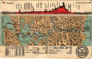 1919 Panama-csatorna dombornyomott térképe / Panama Canal's embossed map (Rb)