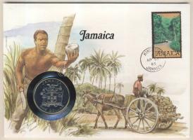 Jamaica 1982. 1$ "Labdarúgó VB" érmés, bélyeges borítékon T:1 Ismertetővel!