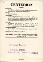 Centedrin tabletta reklámja. Kőbányai gyógyszerárugyár Budapest X. / Hungarian medicine advertisemen...