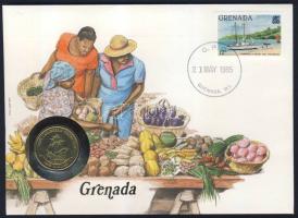 Grenada 1981. 1$ érmés, bélyeges borítékon T:1 Ismertetővel!