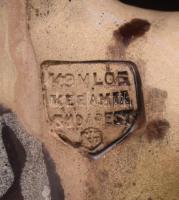 Komlós testvérek Budapest: elefánt könyvtámasz, pattanásokkal, jelzett, 21x16 cm