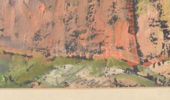 Incze István (1905-1978): Erdélyi falu. Olaj, karton, jelezve balra lent, üvegezett fakeretben, 31×4...