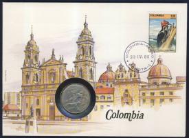 Kolumbia 1981. 10P érmés, bélyeges borítékon T:2 Ismertetővel!
