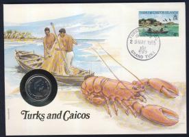 Turks & Caicos 1981. 1/4C érmés, bélyeges borítékon T:1 Ismertetővel!
