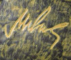 Mihály Béla ikebana, kerámia, jelzett, kis kopással, 18x18 cm