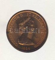 Ascension 1984. 1p érmés, bélyeges borítékon T:1 Ismertetővel!