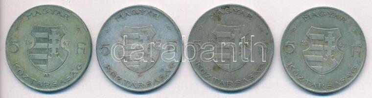 1947. 5Ft Ag "Kossuth" (4x) T:VF,F patina Adamo F8.1