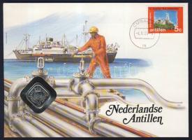 Holland-Antillák 1985. 5c érmés, bélyeges borítékon T:1 Ismertetővel!