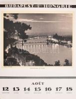 1933 Budapest - Hongrie, francia nyelvű, képes idegenforgalmi naptár, néhány sérült lappal, 24x19 cm