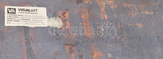 Hegyi György (1922-2002): Szürke Szentendre. Vegyes technika, mozaik, farost. Hátoldalán jelzett és ...