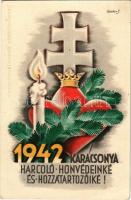 1942 Karácsonya Harcoló honvédeinké és hozzátartozóiké! Leventeifjúság honvédkarácsonya / WWII Hungarian military art postcard with Christmas greeting s: Légrády S. - MODERN (EK)