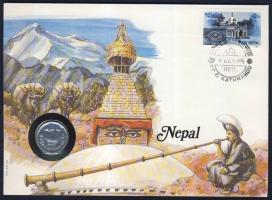 Nepál 1975. 5P érmés, bélyeges borítékon T:1 Ismertetővel!