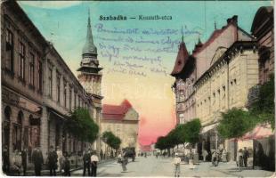 1918 Szabadka, Subotica; Kossuth utca, Kramer üzlete. Schmidt Vilmos kiadása / street view, shops (Rb)