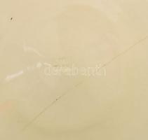 Schütz Cilli nagy fajansz tál. Kézzel festett, jelzett, ragasztott, hajszálrepedt d: 40 cm