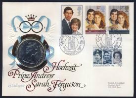 Nagy-Britannia 1980. 25p Ag "Anyakirálynő" érmés, bélyeges borítékon, alkalmi bélyegzővel ...