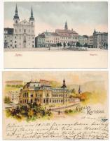 2 db RÉGI hosszú címzéses cseh képeslap: Iglau, Karlsbad / 2 pre-1903 Czech postcards: Jihlava, Karlovy Vary