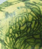 Gorka Géza (1894-1971): Zöld tigrismázas váza. Mázas kerámia, jelzett (Nógrádverőce), minimális mázh...