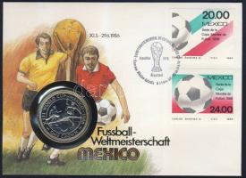 Man-sziget 1986. 1C "Labdarúgó VB" érmés, bélyeges borítékon, mexikói bélyegekkel és alkal...