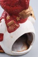 Hóember figurális mécsestartó, kopással, m: 15,5 cm
