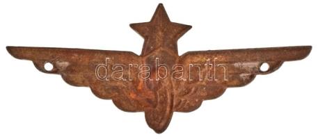 ~1950-1960. Vörös csillagos vasutas bronz sapkajelvény, részben zománcozott, bronz. (26x56mm) T:AU