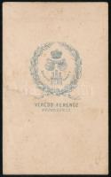 cca 1870 Fiatal férfi portréja, vizitkártya Veress Ferenc (1832-1916) kolozsvári műterméből, kissé á...