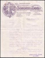 1930 Schachter és Erdős Papírzacskógyár R.T. fejléces üzleti levél, aláírt