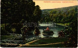 1910 Pozsony, Pressburg, Bratislava; Vaskutacska tó. Kaufmann kiadása "Bediene dich allein" / Eisenbrünnel (Eisenbründl) / Zelezná Studienka / spa, lake (EK)