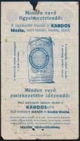 1930 Minden vevő figyelmeztetendő / Minden emlékezetébe idézendő kezdetű Kardos tészta Reklámlap / Kísérőjegyzék, Szeged - Kardos Szegedi Tarhonya- és Tésztaárugyár