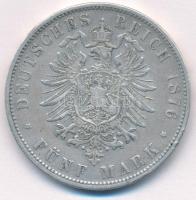 Német Birodalom / Württemberg 1876F 5M "Károly" T:VF ph. German Empire / Wurttemberg 1876F...