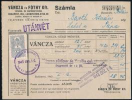 1943 Váncza és Fóthy Kft. sütőpor / vanilincukor fejléces számla